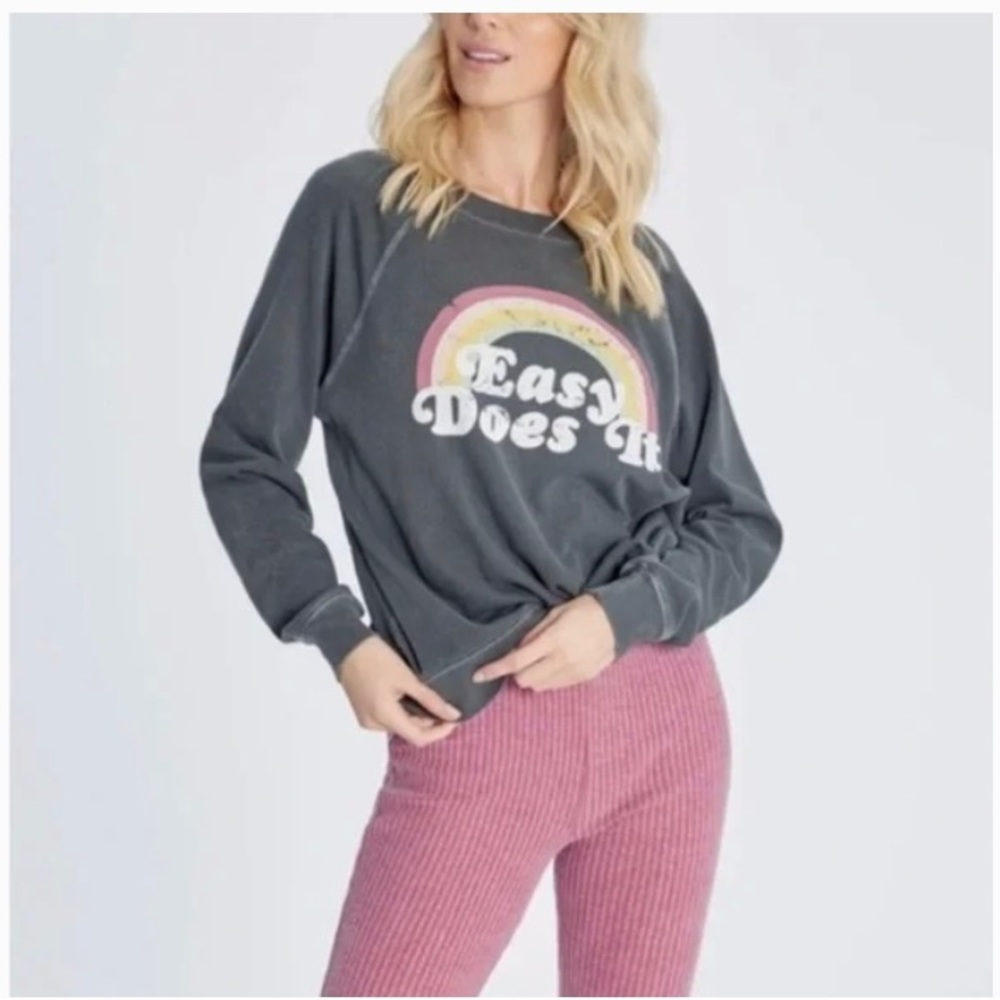 Wildfox Sommers Easy Does It gray pullover sweatshirt size medium
